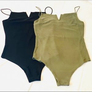 NEW: V-wire bodysuit / Black and Olive / SML
